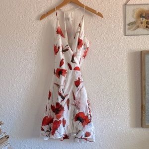 Lavender Brown size Small white and floral wrap dress
